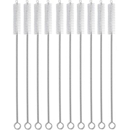 Cepillo para Popotes de Acero Inoxidable y Silicona, 10 Piezas Cepillo para Pajitas Extra Largos Cepillos de Limpieza para Limpiar Acuario, Tubos de Ensayo, Botellas y Joyas, 9.1 Inches