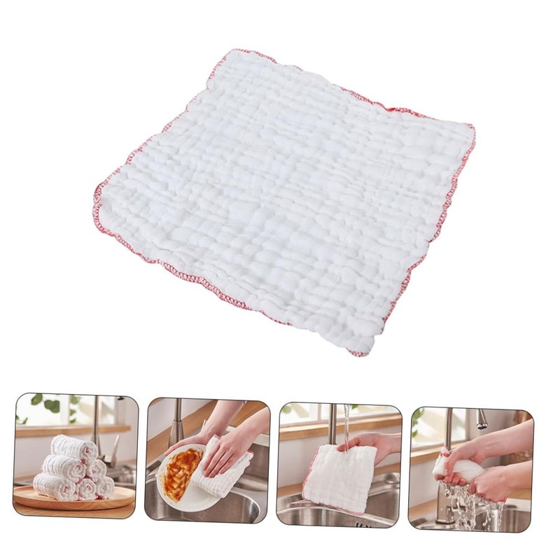 CHILDWEET 6Pcs Ultra Absorbent Cotton Kitchen Dishcloths Thick Cleaning Towels