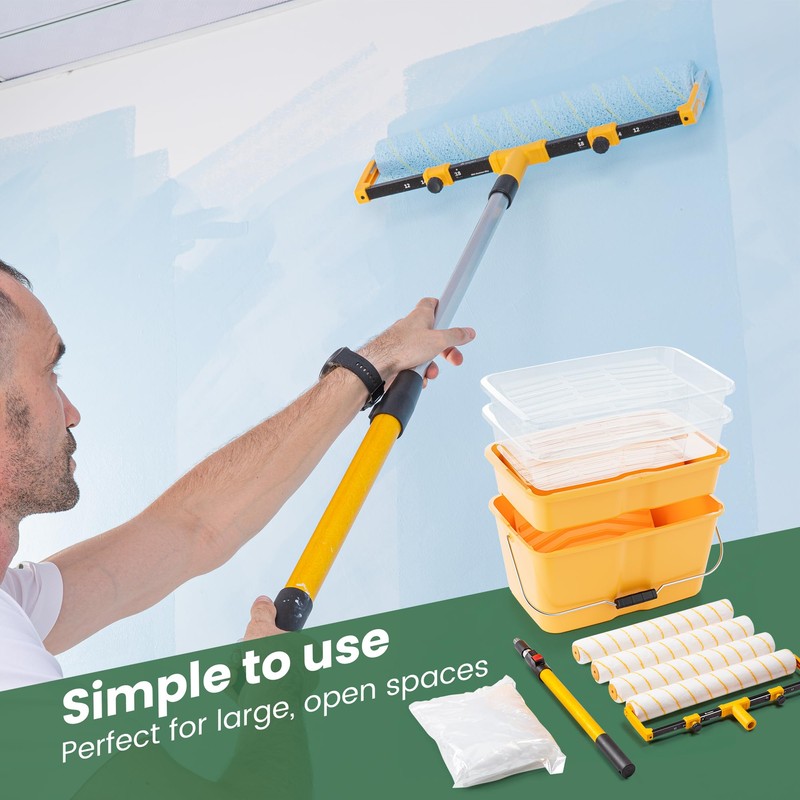 VOOMEY 13PC 18 Inch Paint Roller Kit,18"Paint Bucket and Paint