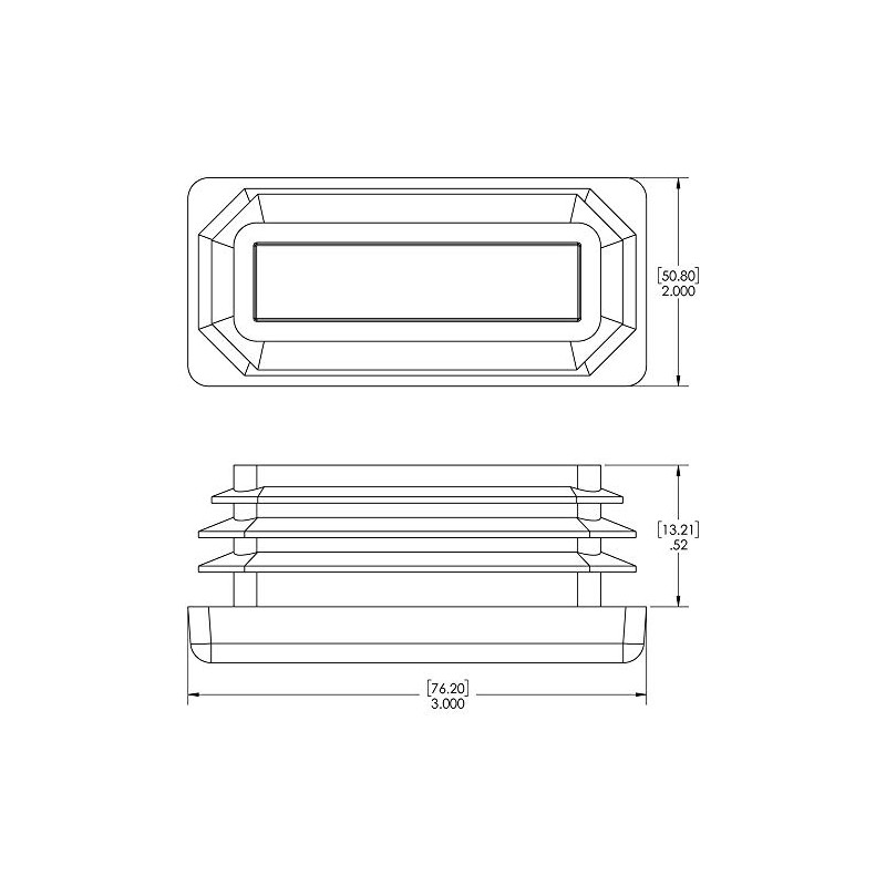 2" x 3" Rectangle Tubing End Caps, Tubing Post End
