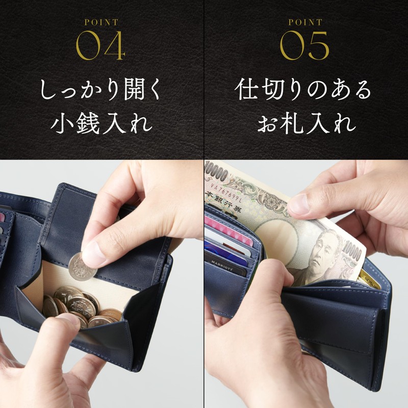 Gravio Tochigi Leather Bifold Wallet/Top-notch Wallet, Made by Artisans/Men's, Bifold