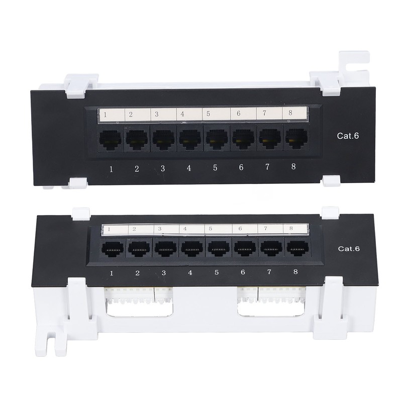 Patch Panel 8 Ports CAT6 Network Cable Rackmount 568A/B RJ45