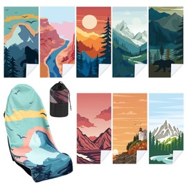 Hahafelt 8 Pack Car Seat Towel Covers with Storage Bag Seat Post Workout Sweat Washable Cover Non Slip for Car Towel for Dog Pet Workout Outdoor Sport Activities (Classic Combination)