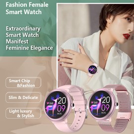 FITCXJX Smartwatch Women's Fitness Tracker Watch 1.09 Inch HD Full Touch Screen IP68 Fitness Watch with Heart Rate Monitor Sleep Monitor Stopwatch Music Control Sports Watch Activity Tracker for