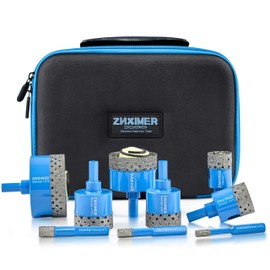 Diamond Hole Saw Kit - ZNXIMER Diamond Core Drill Bits Set for Ceramic, Granite, Marble and More Drilling - 9pcs Porcelain Tile Hole Saw Kit(6/8/10/25/32/35/38/50/65MM)