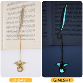 Berirexrion Fourth Wing Dragon Bookmarks - Fantasy Glow in The Dark Cool Feather Book Marks Reading Women Men Merch Metal Gold Page Markers Gifts for Novel Lovers Fans Boys Kid Bookish School Birthday