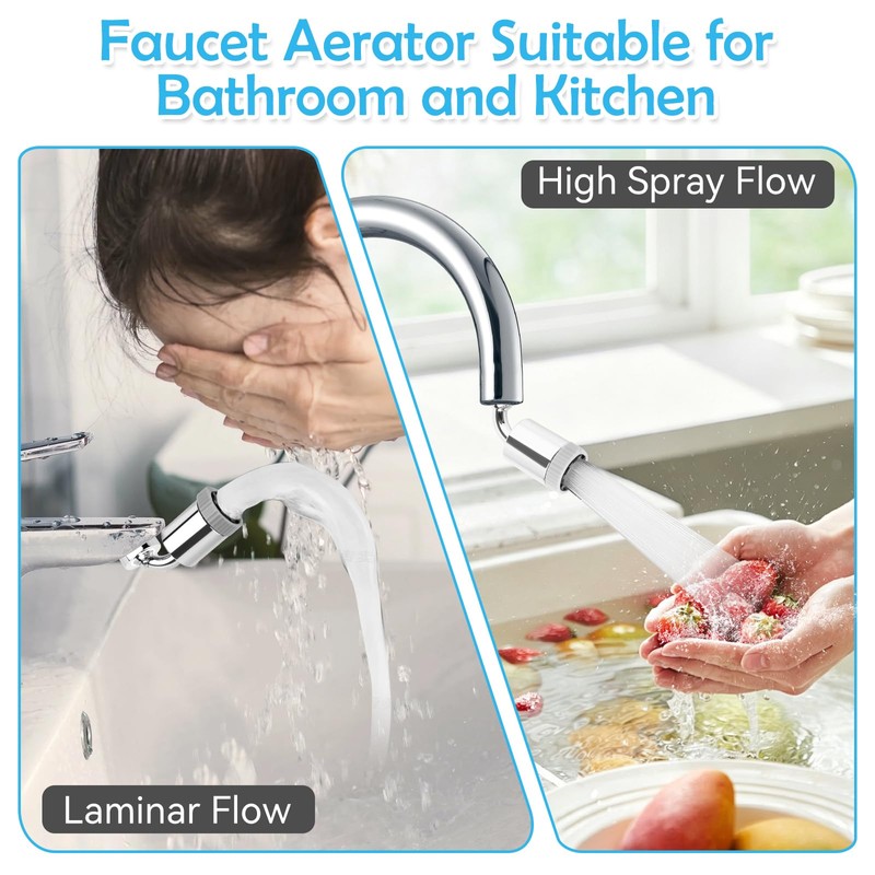 Aeratore Rubinetto 720° Girevole, 2 Modalità Aeratore Filtro Antispruzzo