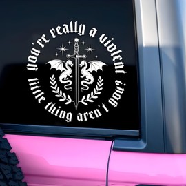 You're Really A Violent Little Thing aren't You Car Decal Fourth Wing Dragon Mirror Sticker Fantasy Bookish Car Accessories Vinyl Waterproof 8 Inches Bumper Decals Gifts for Mom Dad Friend