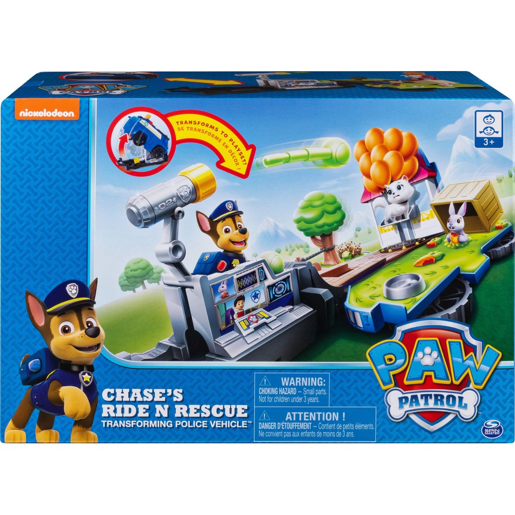 Paw Patrol 6052626 Chase’s Ride ‘n’ Rescue, Transforming 2-in-1 Playset and Police Cruiser, for Kids Aged 3 and Up, Multicolor