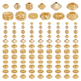 PH PandaHall 18 Karat Vergoldete Abstandsperlen 120 Stück 12 Stile Goldene Scheiben Bastelperlen Flache Abstandshalter Für Armbänder Halsketten Schmuckherstellung DIY Bastelarbeiten 4~7mm