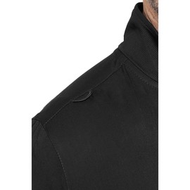 Med Couture Men's Warm-Up Jacket with 3 Pockets, Zip Front Closure and 2-Way Stretch Fabric - MC7678, S, Black