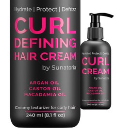 Sunatoria Crema Definidora De Rizos Para Cabello Ondulado - Texturizador Para Cabello Fino, Seco, Ondulado Y Rizado - Hidrata Con Aceite De Macadamia Y Argán - El Mejor C Negro 8,5 Onzas Líquidas (Pa