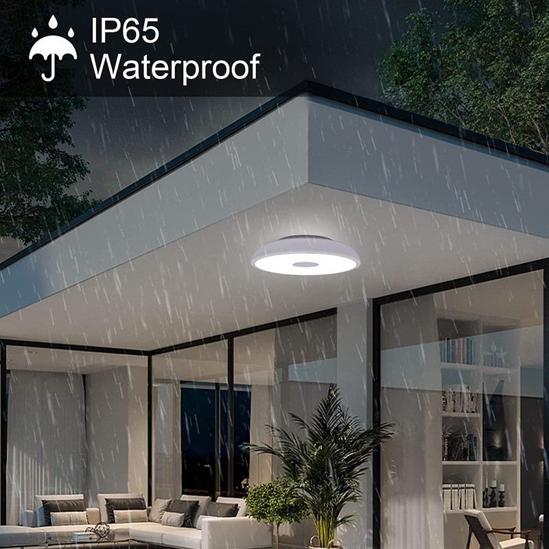 HOREVO Bathroom Ceiling Light Fixture, Waterproof IP65 18W LED Music