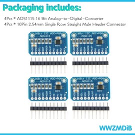 WWZMDiB 4Pcs ADS1115 16 Bit 16 Byte 4 Channel I2C IIC Analog-to-Digital ADC PGA Converter for Arduino Raspberry Pi DIY and Other Experiments