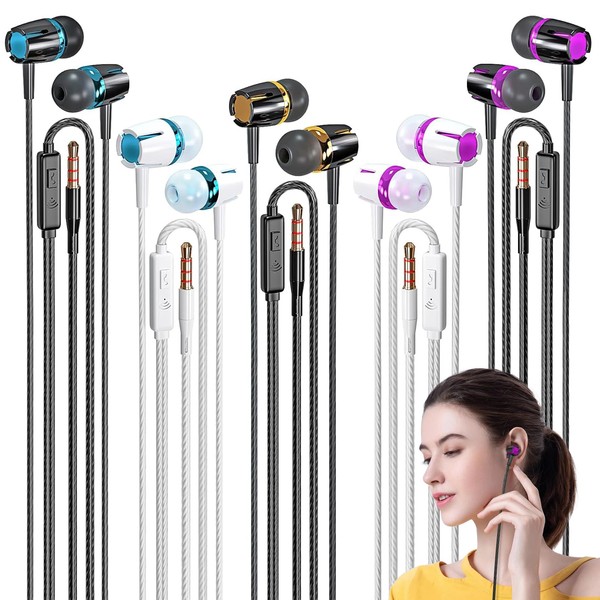 Rayleigh Rayleigh Wired Earbuds 5 Pack, Earbuds Headphones with Microphone,
