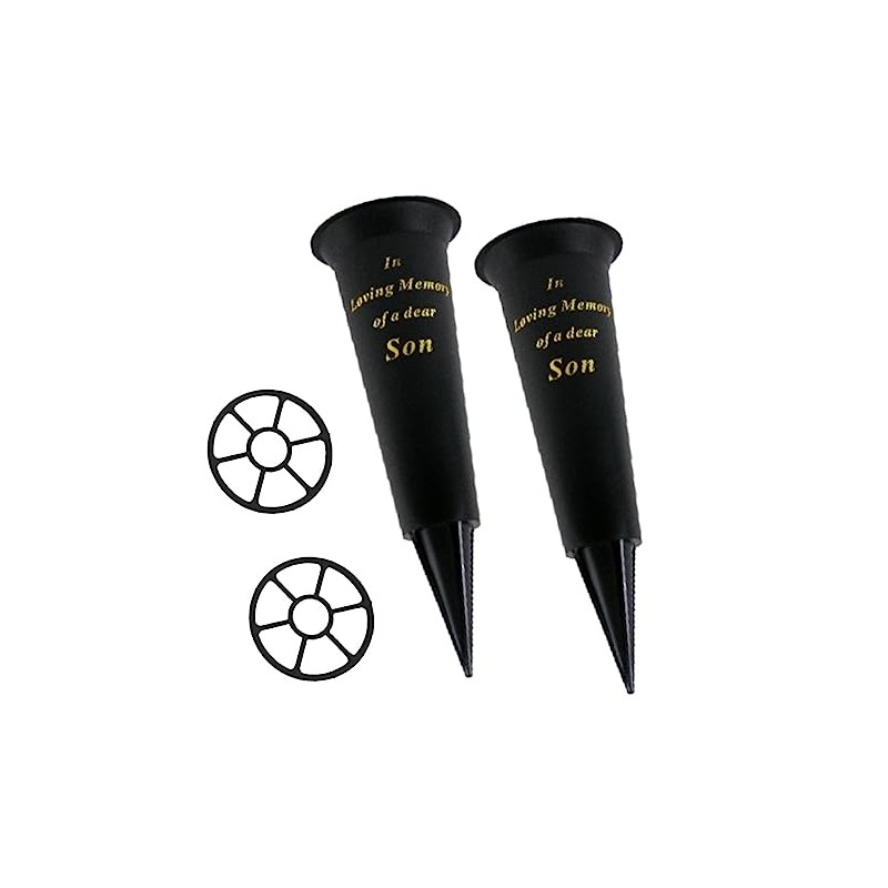 Set of 2 Black In Loving Memory Son Spiked Memorial