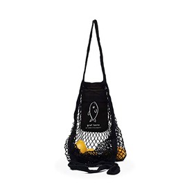 Graf Lantz Tote - Net Mesh Market Tote Bag, 100% Cotton Grocery Bag, Collapsible, Reusable, Washable, Shopping Bag, Black