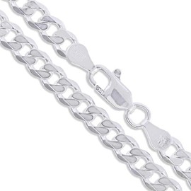 Sterling Silver Men's Heavy Curb Chain 8mm Solid 925 Italy New Necklace 18"
