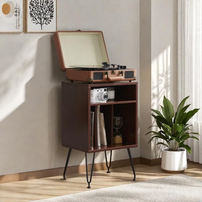 FONTOI Record Player Stand with Storage Space, Turntable Stand Record