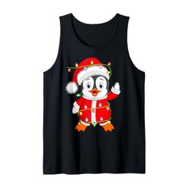 Penguin Christmas Lights Santa Costume Cute Animal Xmas Tank Top