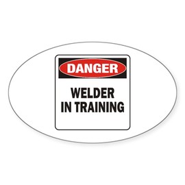 CafePress Welder Oval Car Bumper Sticker