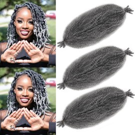 14INCH Marley Hair 3 Packs Wrapping Hair for Soft Locs Afro Twist Hair Spring Twist Hair for Faux Locs Kinky Twist Hair Marley Twist Braiding Hair Extensions for Women (TGrey, 14Inch(Pack of 3))
