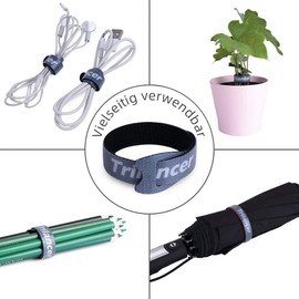 Reusable cable ties with Velcro, Trilancer Velcro cable ties, Velcro rope with Velcro fastener., black