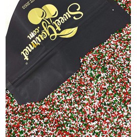 SweetGourmet Jingle Mix | Red Green White Christmas Nonpareils | 2 Pounds