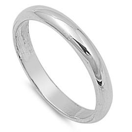 Sterling Silver Wedding 3mm Band Plain Comfort Fit Ring Solid 925 Size 9