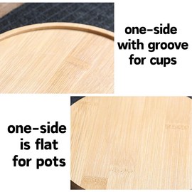 ROLUXENTIA 4 Pcs Bamboo Wooden Trivets - 6 Inch Heat Resistant Round Coasters Pads for Hot Dishes Pots - 2 Sided Kitchen Table Countertop Cookware Holder Accessories - Hardwood Standing Protectors