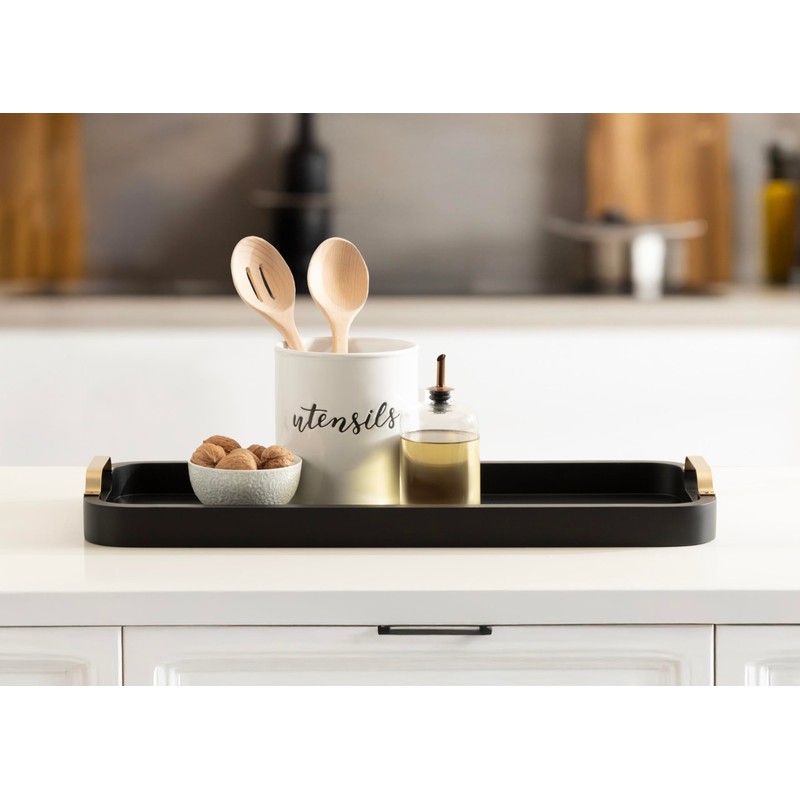 Kate and Laurel Farson Modern Decorative Wood Rectangle Tray with