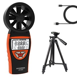 GOYERRNES Handheld Anemometer with Tripod, for Wind Speed Temp Humidity, Digital Rechargeable Air Flow Gauge Meter, Portable CFM Measuring Device for HVAC Outdoor Shooting Golf Drone Flying