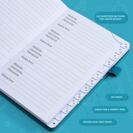 SZXEOE Password Keeper Book with Alphabetical Tabs, Password Notebook for Seniors, Medium Size Address Book for Internet Website Log in Detail, Password Organizer Logbook for Home Office (Turquoise)