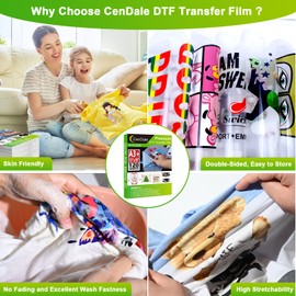 CenDale DTF Transfer Film A3+ 13"x19" - 120 Sheets Double-Sided Matte DTF Film for Sublimation Hack, Direct to Film Printing on All Fabric and Colors T-Shirts Textile, Hot & Cold Peel DTF Paper