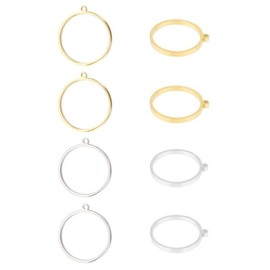 UNICRAFTALE 8 Pieces 2 Colours 304 Stainless Steel Open Back Bezel Pendant Ring Circle Shape Charms Manual Polishing Frame Pendant for DIY Resin Pressed Flowers Crafts Jewellery Making