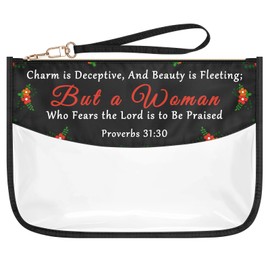 Religious Gifts for Women Birthday Mother's Day Gift PVC Makeup Bag Christian Scripture Gift for Mom Aunt Nana Friends Sister Bible Cosmetic Bag Inspirational Motivational Gifts Zipper Toiletry Pouch
