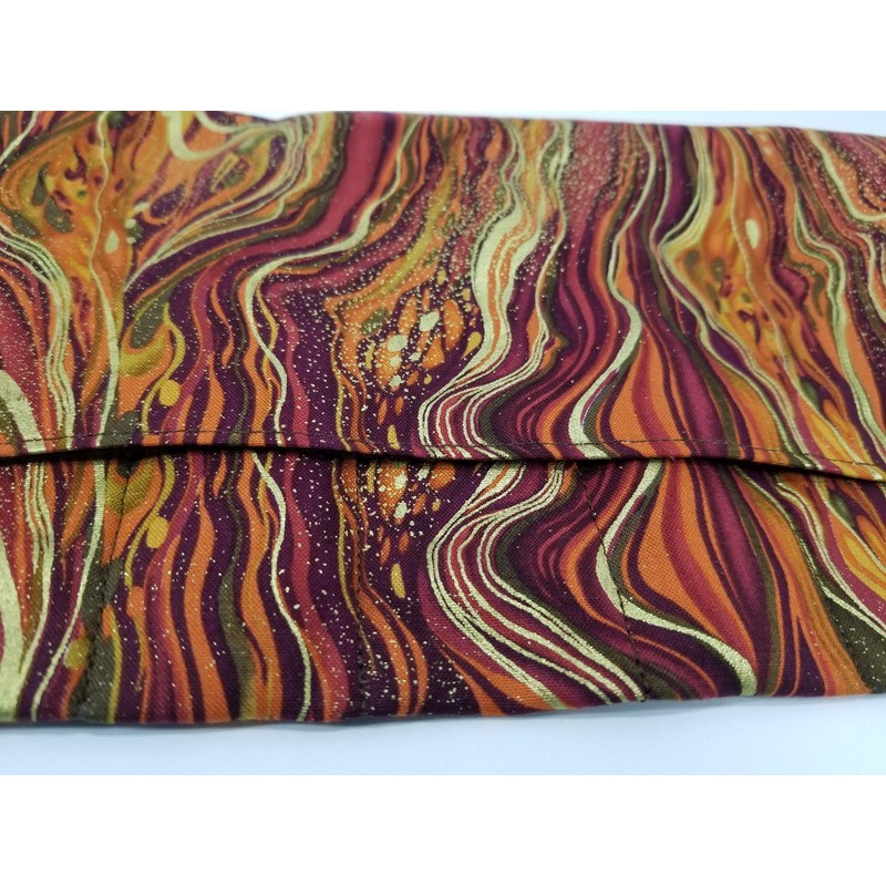 Red and Orange with Gold Waves Brocade Straight Edge Razor