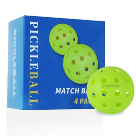 SPORTGON Outdoor Pickleball Balls 4 Pack 40 Hole for Outdoor Play Tournament Play