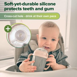 haakaa Weighted Straw Sippy Cup for 6+ Month Old, Silicone Weighted Straw Cup Milk Sippy Cup Baby Water Bottle with Straw Brush (Peach, 8oz./250ml)