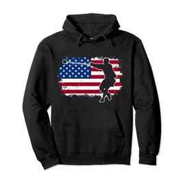4th Of July US American Flag Hammer Throw Pullover Hoodie
