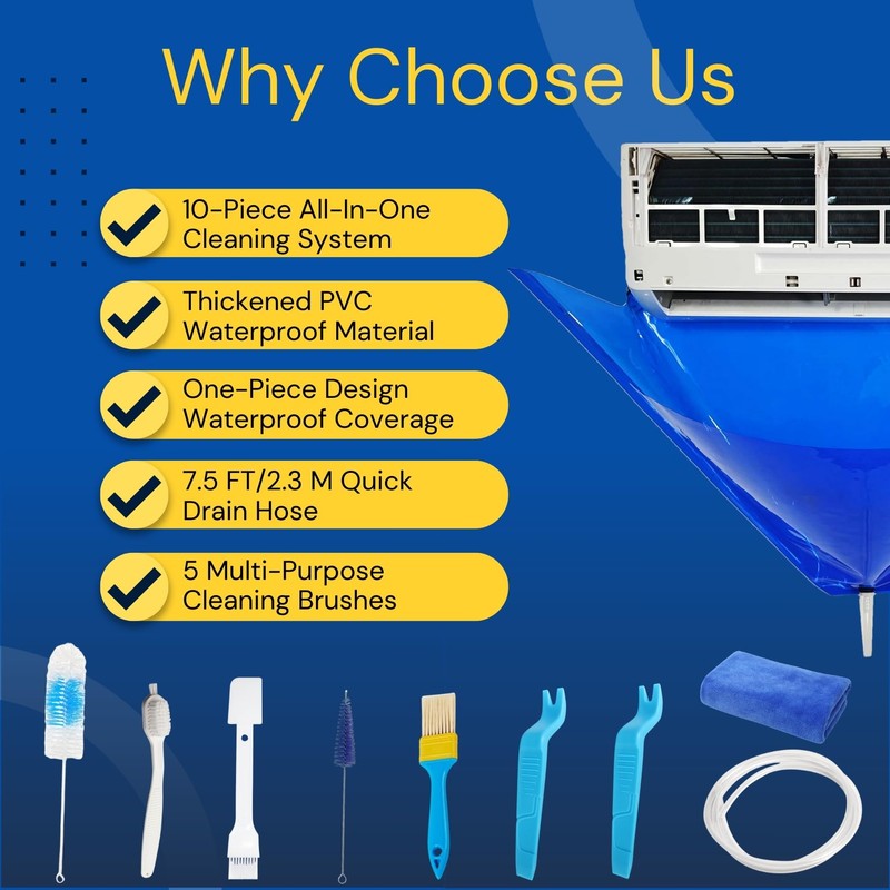 Oiktylr 10Pcs Mini Split Cleaning Kit, Minisplit Cleaning Bag Air