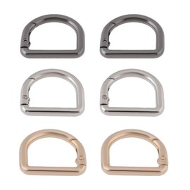 SG Store 6pcs Semicircle Metal Spring Key Ring D Shape Snap Clip Hook Spring Keyring Buckles D Rings for Purses Backpacks Black Gold Silver