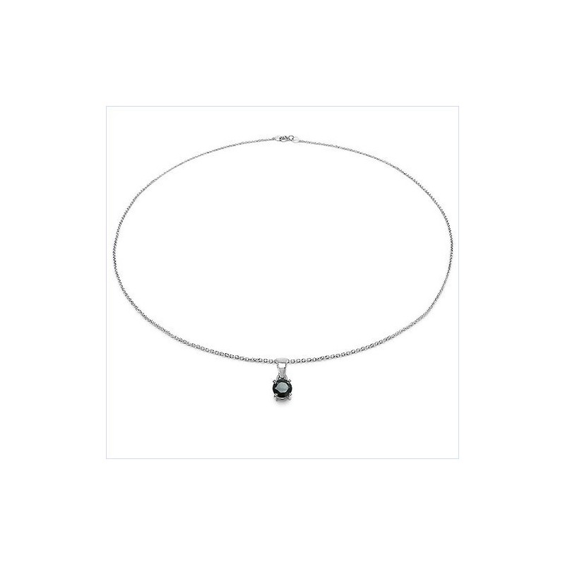 Schmuck-Schmidt -0.60ct Sapphire Pendant Necklace 925 Sterling Silver, Sterling Silver,