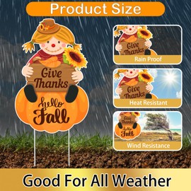 Fall Outdoor Decorations, Fall Porch Decorations Outside Scarecrows Pumpkins Stakes Decor, Scarecrow Yard Signs for Thanksgiving Autumn Party Outdoor Lawn Garden Decorations