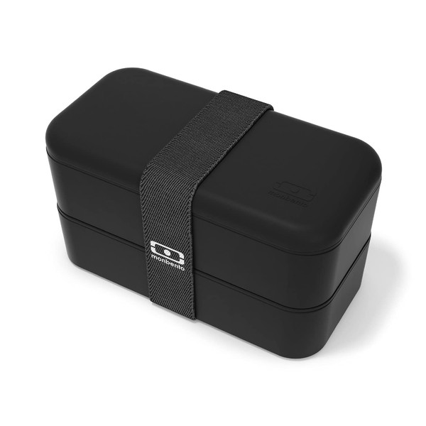 monbento - Bento Box MB Original Onyx with Compartments Made in France - 2 Tier Leak-Proof Lunch Box Perfect for Office/Meal Prep/School - BPA Free - Lunch Box Food Container - Black