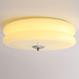 FCTWAKS 16 Inch Mid Century Modern Flush Mount Ceiling Light, Milk Green Glass, 3CCT Selectable, Dimmable, Large Vintage Ceiling Light Fixture for Bedroom, Hallway, Entryway, 30W Led, ETL Listed