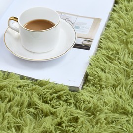 duduta Green Soft Fluffy Rug 5x8 ft, Shag Fuzzy Plush Rectangle Carpet for Bedroom Nursery Living Room Home Decor