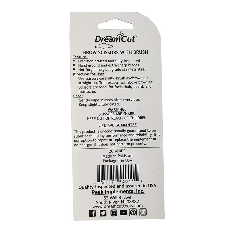DreamCut Brow Shaping Scissors Surgical Stainless Steel with Brush