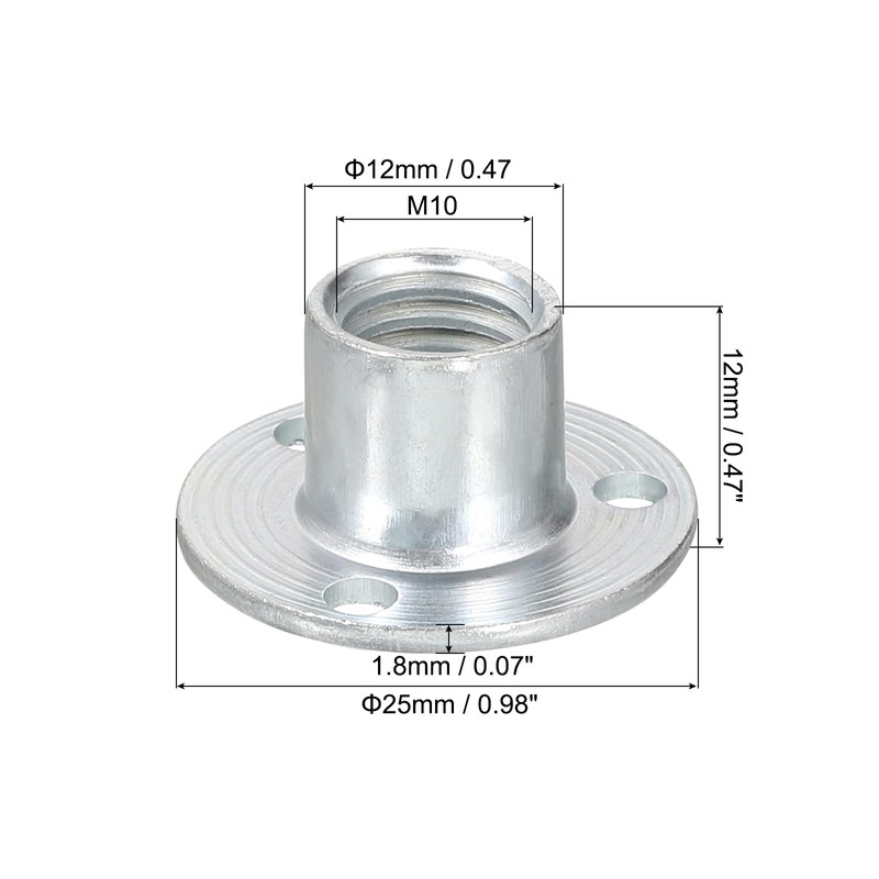 uxcell M10 Brad Hole Tee Nut, 15pcs Carbon Steel Round
