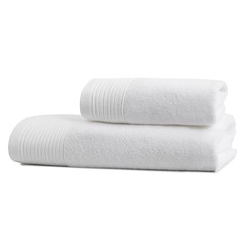 Ferò Luxury 2-Piece Towel Set, 100% Cotton Premium Low Twist, 550 g/m², Ultra Soft and Absorbent, Italian Design, Pair of Face & Guest Towels, 50 x 100, 50 x 30 cm, White